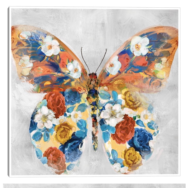 Cuadro Decorativo - Papillon Fleurs I Jr Impresión en canvas, estrechado