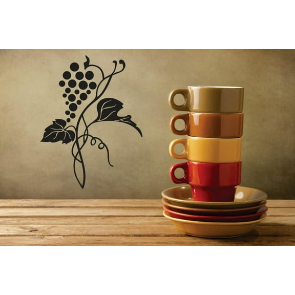 Custom Wall Decal Vinyl Sticker : Grapes Vine Fruit Kitchen Image Mural 20x20"