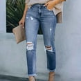 thumbnail image 4 of Brglopf Capri Jeans for Women Stretch High Waisted Distressed Denim Capris Ripped Skinny Cropped Pants with Pockets, 4 of 9