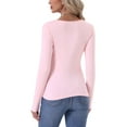 thumbnail image 3 of INSPIRE CHIC Womens Thermal Shirts Base Layer Long Sleeve Underwear Fall Winter Pajama Tops Basic Shirt L Pink, 3 of 6