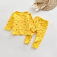 thumbnail image 2 of Boys Pajama Sets Cotton Long Sleeve Top & Pants Matching Holiday Pjs Set Snug-Fit Outfits Sleepwear Kids Clothes Pjs,W1-Yellow,3-6 Months, 2 of 6