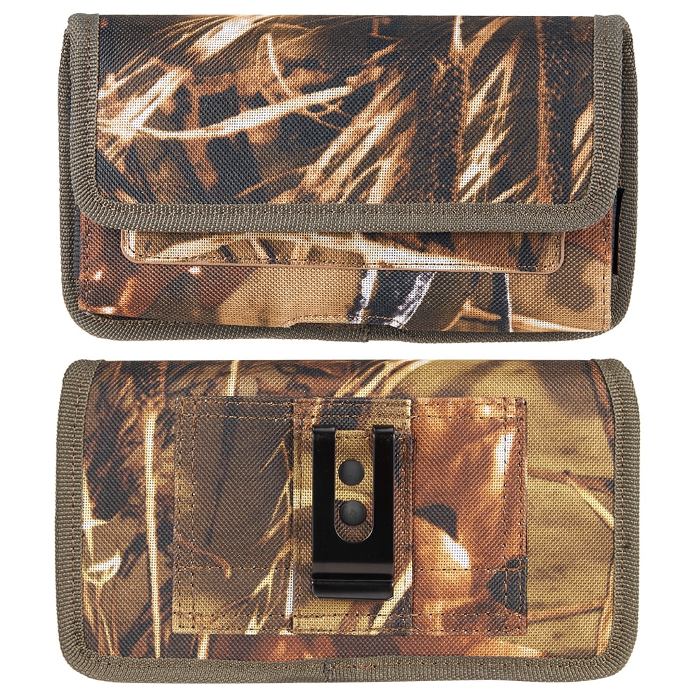 6.5-inch Horizontal Hunter Camo Universal Cell Phone Holster Pouch with Belt Clip and Card Slots