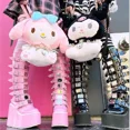 thumbnail image 2 of Bottes de Cosplay pour Femmes à Plusieurs Rangées avec Boucle de Ceinture, Tige Longue, Bottes de Chevalier en Cuir, Punk Gothique Classique, Chaussures à Talons Hauts Noires, Hauteur Genou, FWZ, 2 of 6