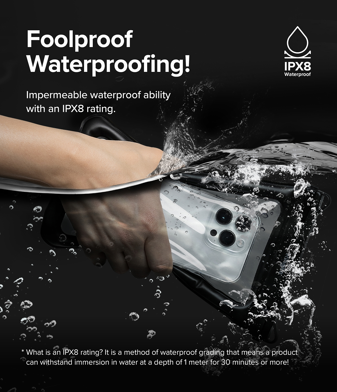 Ringke Waterproof Phone Pouch Floating [Air Pockets] Waterproof Phone Case Compatible with iPhone 14 13 12 11 Pro Max Mini, Dry Bag Designed for Samsung Galaxy S23 Ultra Plus Pixel 7 pro - Black