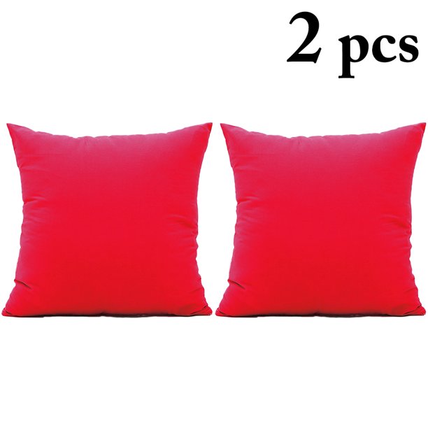 Pack of 2 Decorative Solid Color Throw Pillow Simple Square Covers