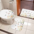 thumbnail image 4 of Spring Floral Bath Mat 3 Piece Bathroom Rug Set, Butterfly Summer Botanical Watercolor Non Slip Bath Rug Contour Mat and Toilet Lid Cover, Absorbent Shower Mats Soft Bath Rugs and Mats Sets, 4 of 8