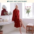 thumbnail image 5 of PAVILIA Dark Red Women Robe Fleece Plush Soft, Fluffy Fuzzy Cozy Warm Lightweight Bathrobe, Shower Spa House Long Robe for Women, S/M, 5 of 9