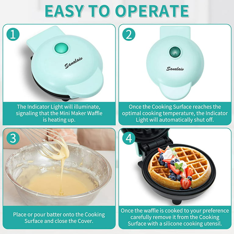  DASH Mini Maker for Individual Waffles, Hash Browns, Keto  Chaffles with Easy to Clean, Non-Stick Surfaces, 4 Inch, Aqua: Home &  Kitchen