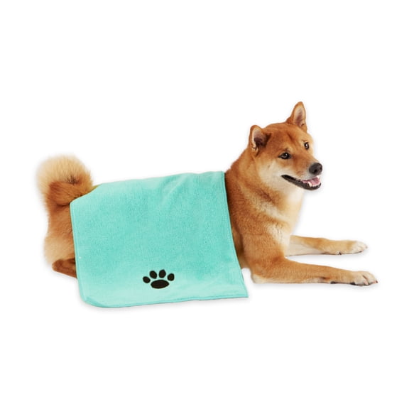 Bone Dry Pet Grooming Towel, Absorbent Microfiber Drying Set, 15x30", Aqua, 3 Count