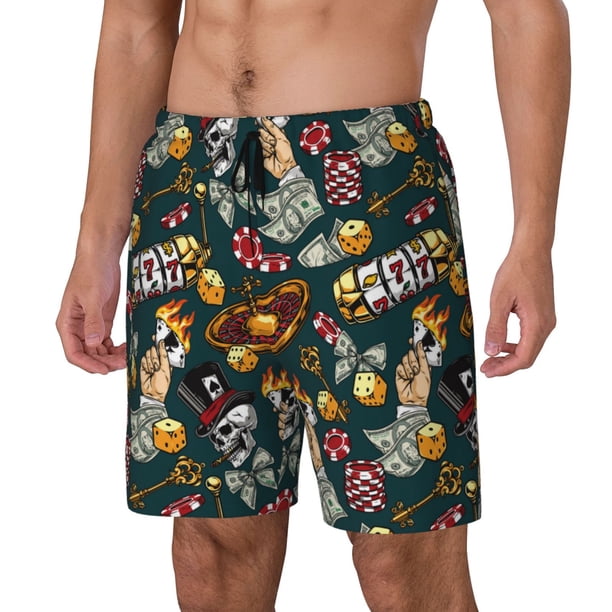 Balery Vintage Casino Chips Bañador para hombre, shorts de playa de secado rápido con entrepierna y forro de compresión-3X-Large