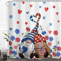 Amarainy 4th of July Gnomes Shower Curtain Patriotic Memorial Day Independence Day Shower Curtain 72x72 Inch Summer Holiday Bathroom Bath Rustic Farmhouse Decor Waterproof Weighted with Hooks