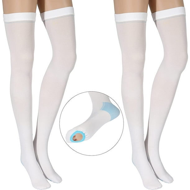 2 Pairs Compression Socks for Women and Men, Ted Hose Thigh High Socks  Compression Stockings with Hole High Knee Length 20-30 mmHg Anti-Slip  Silicone
