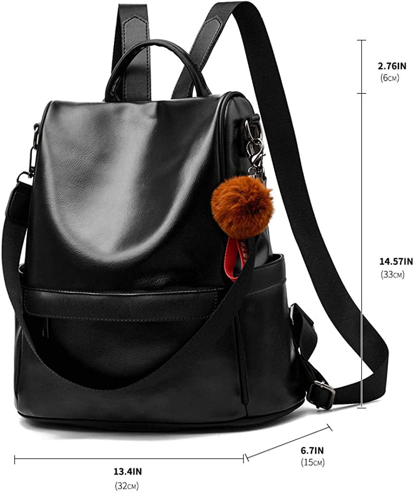 CONRUSER Women Backpack Purse, Waterproof Leather Anti-theft Backpack Large  Designer Travel Bag Fashion Ladies Shoulder Bags (Grey)