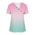 thumbnail image 4 of gakvbuo Summer Tops For Women 2025 Vacation Going Out Tops Fashion Women Summer Print V-Neck T-Shirt Short Sleeve Casual Blouse Tops, 4 of 5