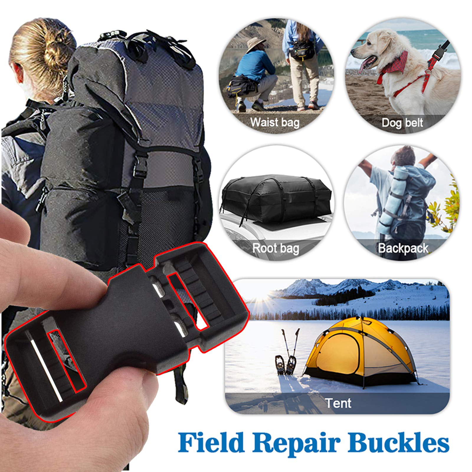 10 Pack Plastic Side Release Buckle 1 Dual Adjustable Outdoor Camping  Tactical Backpack Belt Strap Webbing Bag Hardware Accessories (1(25mm)  Dual