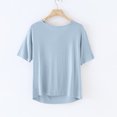 thumbnail image 4 of Hvot&aat Women's Summer T Shirts Pleated Cowl Neck Short Sleeve Blouses Solid Color Loose Fit Going Out Tees, 4 of 5
