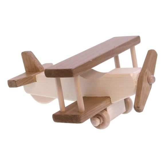 Amish-Made Wooden Toy Airplane, Kid-Safe Finish Natural and Harvest Stain