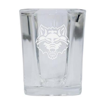 

R & R Imports SGSE2-C-ARS20 Arkansas State 2 oz Square Shot Glass Laser Etched Logo Design - Pack of 2