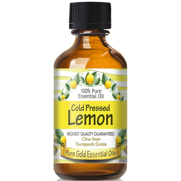 Pure Gold Cold Pressed Lemon Essential Oil, 100 Natural & Undiluted