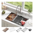 thumbnail image 3 of 32 x 19 Inch 16 Gauge Stainless Steel Single Bowl Moderno Top Mount Undermount Kitchen Sink con Cutting Board para Bar (Black Faucet Not Included), 3 of 7