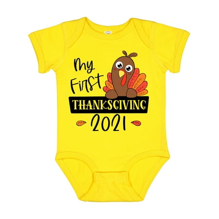 

Inktastic My 1st Thanksgiving 2021 Cute Turkey Gift Baby Boy or Baby Girl Bodysuit