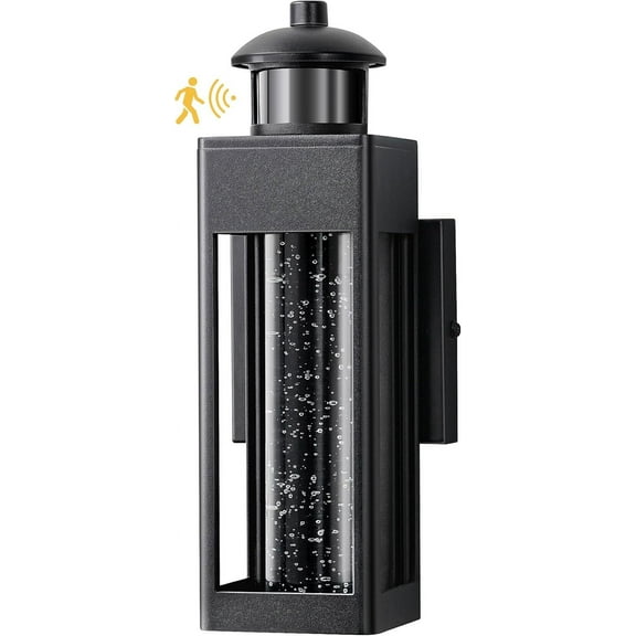 EDISHINE Motion Sensor Outdoor Wall Lights, Dusk to Dawn Exterior Lighting Fixture with Crystal Bubble Glass, LED Outdoor Porch Light Wall Mount, Outside Wall Sconce Lantern for Front Door 1100 Lumen