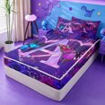 thumbnail image 2 of meiyoeat Purple Butterfly Rose Monogram A Zipper Twin Comforter Sets with Fitted Sheet and 2 Pillowcases,Neon Heart Initial Zipper Bedding Set For Girl,Black Reversible,4-Piece, 2 of 7