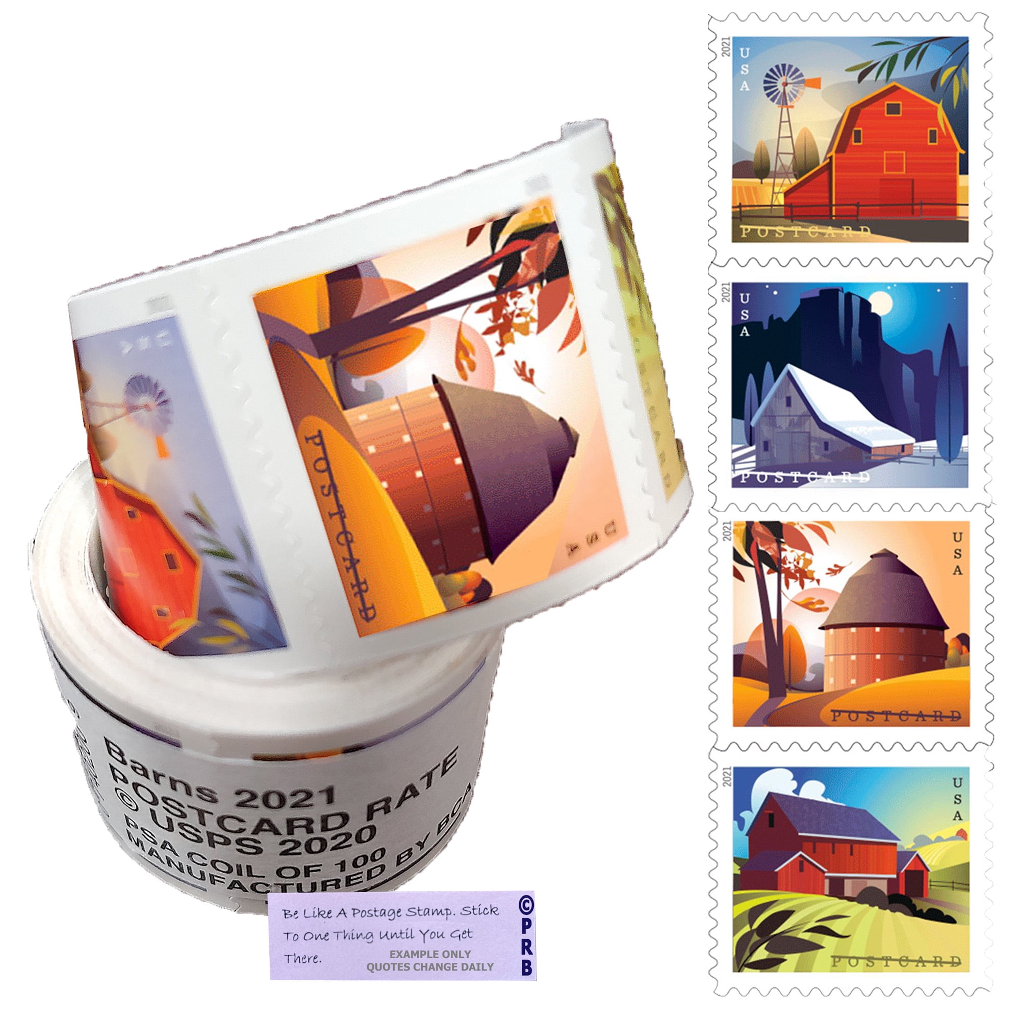 Barn POSTCARD RATE USPS Postage Stamp 1 Coil/Roll of 100 US Forever