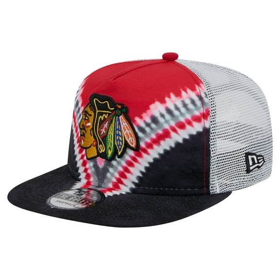 Men's-New Era  Black/Red Chicago Blackhawks Throwback V-Dye Adjustable Golfer Hat