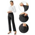 thumbnail image 4 of Sevevn Women's Solid Color Elastic Waist Work Office Straight Leg Casual Pants Black L Christmas Deals, 4 of 8
