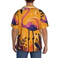thumbnail image 3 of Gukieu Vibrant Flamingo Illustration Print Men's Short-sleeved Shirts, Button-down Pocket Shirts, T-shirts, Beach Vacation Travel Summer Clothing-X-Large, 3 of 5