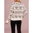 thumbnail image 6 of Women'S Cute Crew Neck Cardigan Long Sleeve Casual Knitted Cardigan Drop Shoulder Sweater Black Apricot L, 6 of 7