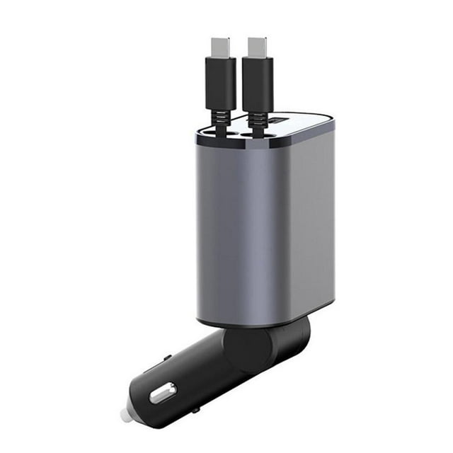 Car Charger, QC3.0+PD Fast Charging, 100W Total Output, 2 Devices Simultaneous Charging, 80cm Cables, Voltage Display