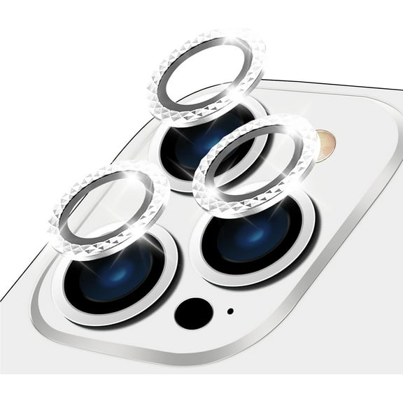 Camera Lens Protector for iPhone 13 Pro/13 Pro Max, Premium HD Tempered Glass Aluminum Alloy Individual Ring Circle Lens Screen Cover Film,Anti-Scratch Lens Protector Sticker (Sparkling)