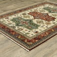 thumbnail image 3 of HomeRoots 509261 2 x 3 ft. Brick Red Orange Rust Beige Gold Pale Blue Olive Navy & Black Oriental Power Loom Stain Resistant Rectangle Area Rug with Fringe, 3 of 8