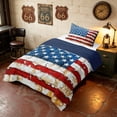 thumbnail image 2 of Manfei Cracked USA Flag Twin Comforter Sets, Distressed American Banner Bedding Set, Red White Blue, Navy Reversible 2pcs, 1 Comforter and 1 Pillowcase, 2 of 6