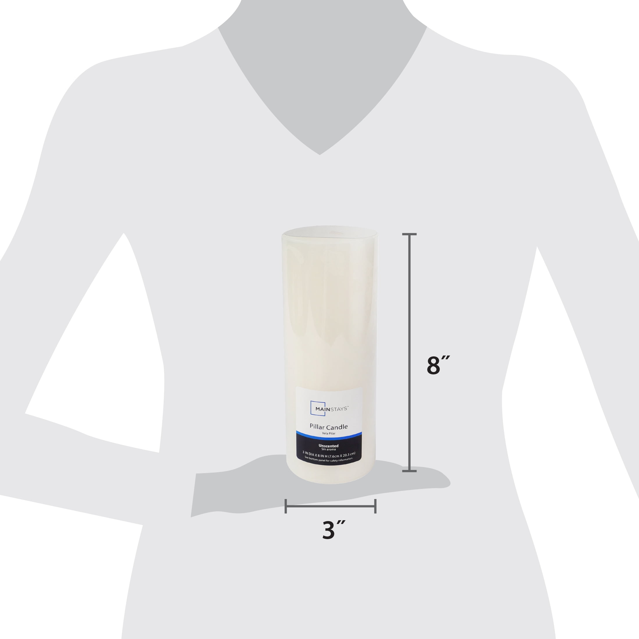 (3 pack) Mainstays Single Wick Pillar Candle, 3 in x 8 in, Unscented, Ivory