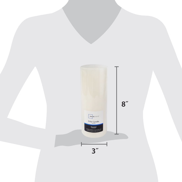 Mainstays Single Wick Pillar Candle, 3x8 Inch, Ivory photo 6