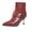Red, variant on SACFOF Women's Faux Leather Ankle Boots - Fashion Stiletto Heel Short Boots with Metal Buckle Decoration, Edgy Chic Booties for Night Out & Parties