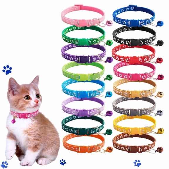 HOMEIORA 2 Pack Kitten Collar with Bell, Breakaway Cat Collars with Safe Quick Release Buckle for Small Medium Kitty Cats