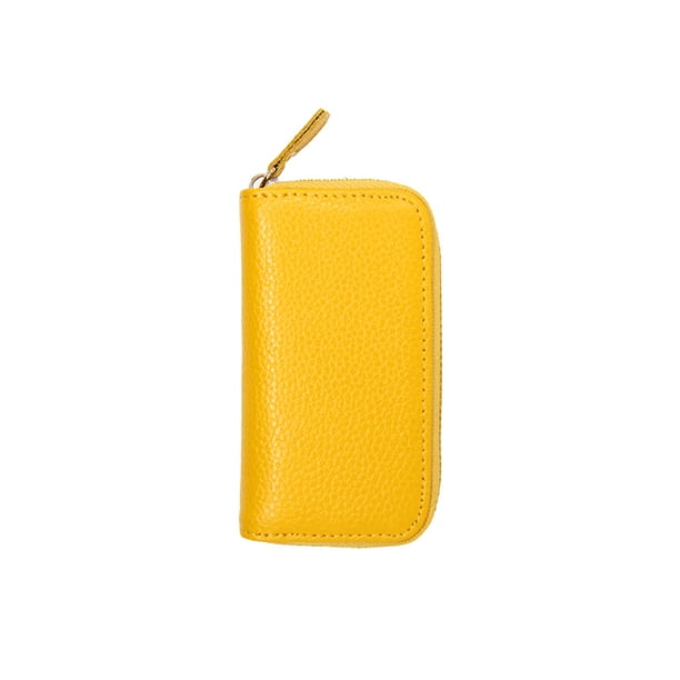 Funda de Cuero Qarigey para Llaves Tarjetero con Cremallera Color Amarillo Billetera Premium