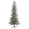 thumbnail image 6 of Nearly Natural 7.5ft. Slim Flocked Nova Scotia Spruce Artificial Christmas Tree with 450 Warm White LED Lights and 909 Bendable Branches, 6 of 7