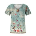 thumbnail image 5 of Wycnly Womens Blouses and Tops Dressy Fashion Going out Loose Fit Comfy Lightweight Ladies Tshirts Summer Floral V-Neck Short Sleeve Cute Tees Tops Mint Green XXL, 5 of 5