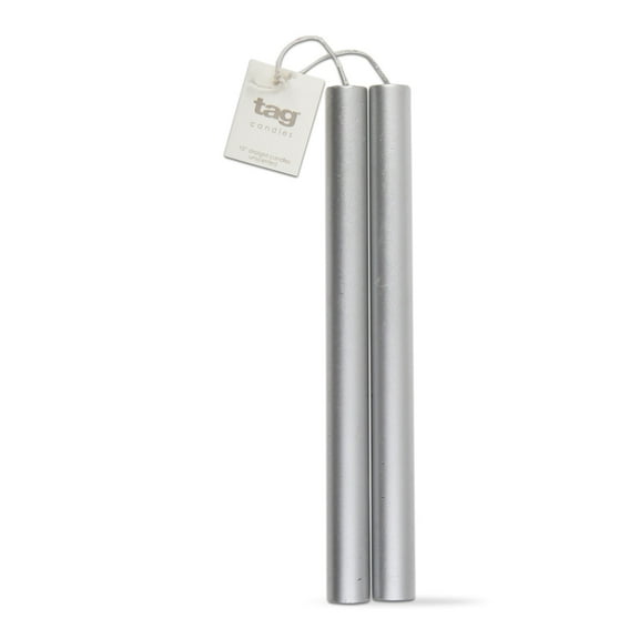 TAG 10" Candle, Metallic Silver - Set of 2