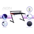 thumbnail image 5 of AON Series 48" LED Gaming Desk with Riser Shelf, Cable Management Grommet, Cup Holder & Headphone Hook – Carbon Fiber Black, 5 of 8