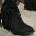 thumbnail image 7 of UngA Cowboy Boots for Women Western Fringe Cowgirl Boots Mid Calf Snip Toe Boot With Chunky Heel Black,Size 7.5, 7 of 7