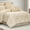 Gold, variant on Lanco 7 Piece Beige Comforter Set, King Size Chain Stiching Embroidery Bedding, All Season Floral Leaves Bedding Set, Bed Skirt, Pillows & Shams