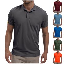 Titcea Golf Shirts for Men Solid Color Buttons Lapel Short Sleeve Shirts Summer Gyms Exercise Running T-shirt Hawaiian Beach Vacation Casual Tops(S-2XL)