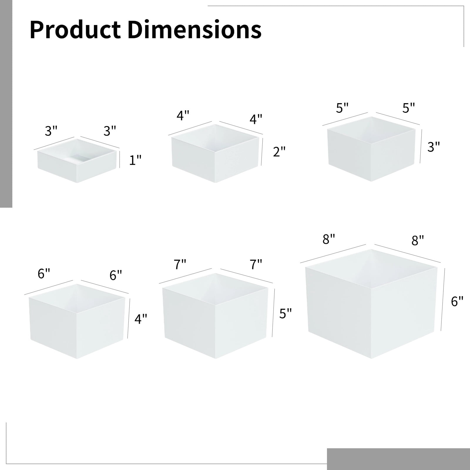 6 Pcs Acrylic White Square Dessert Display Set, Multi-Layered Risers for Cake and Pastry, Different Heights, Ideal for Weddings, Parties, and Events