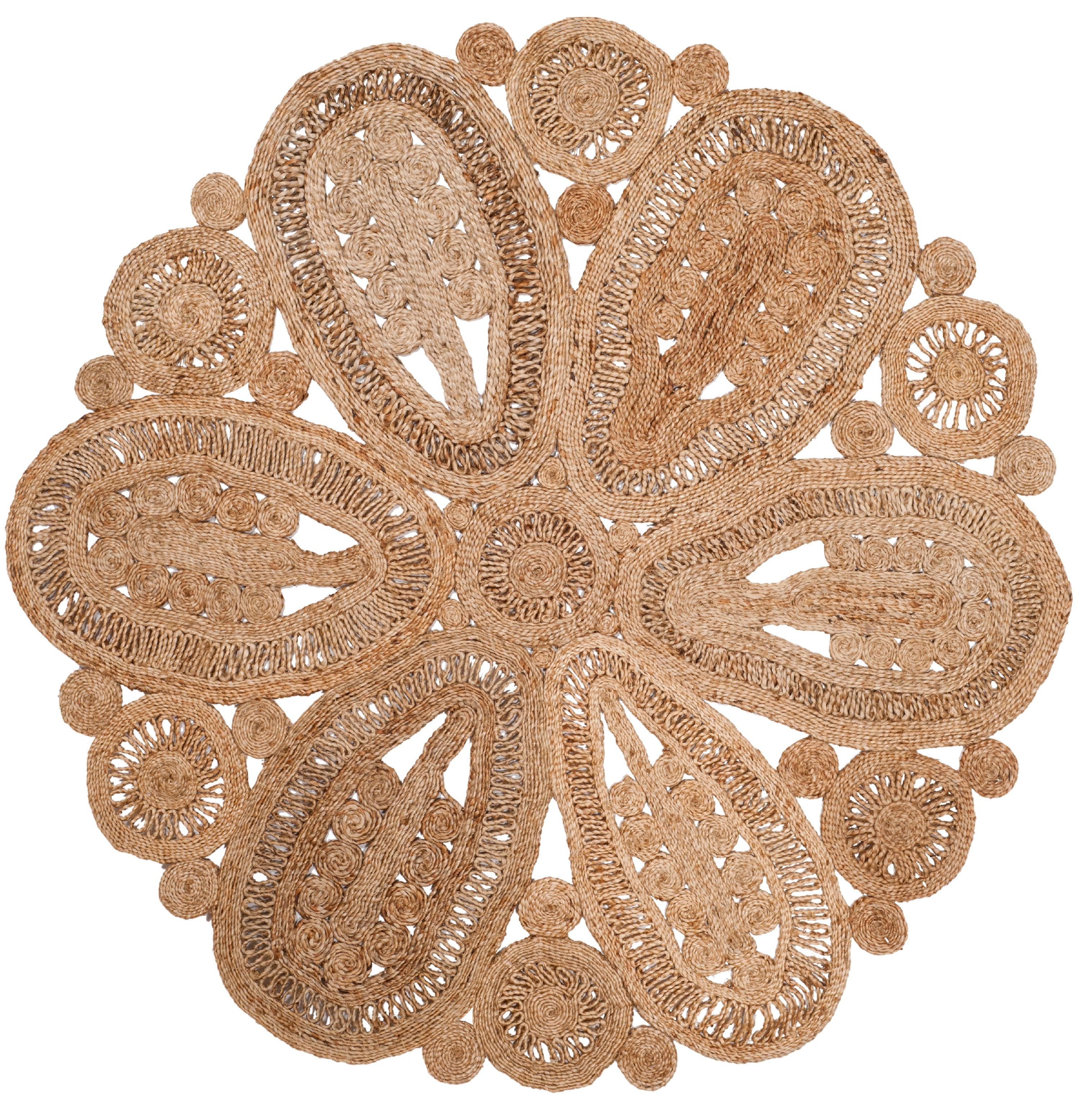 SAFAVIEH Natural Fiber Round Collection 9' Round Natural NFB306A Handmade Boho Country Charm Jute Area Rug : SAFAVIEH Natural Fiber Round Collection 5\u0027 Round